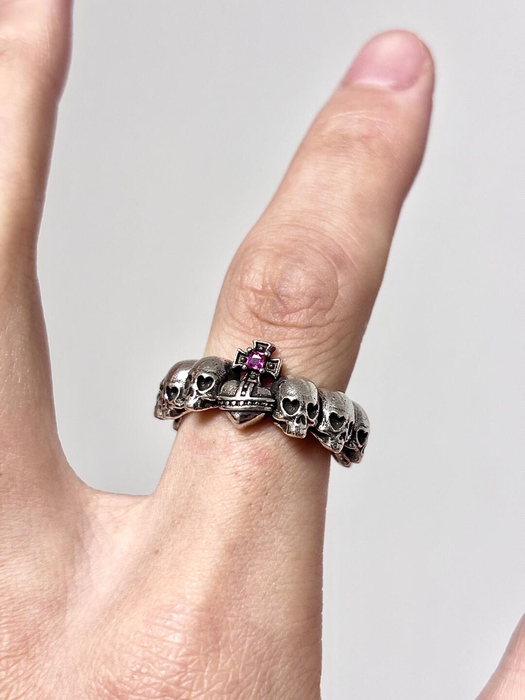 Skull Crimson Adjustable Ring