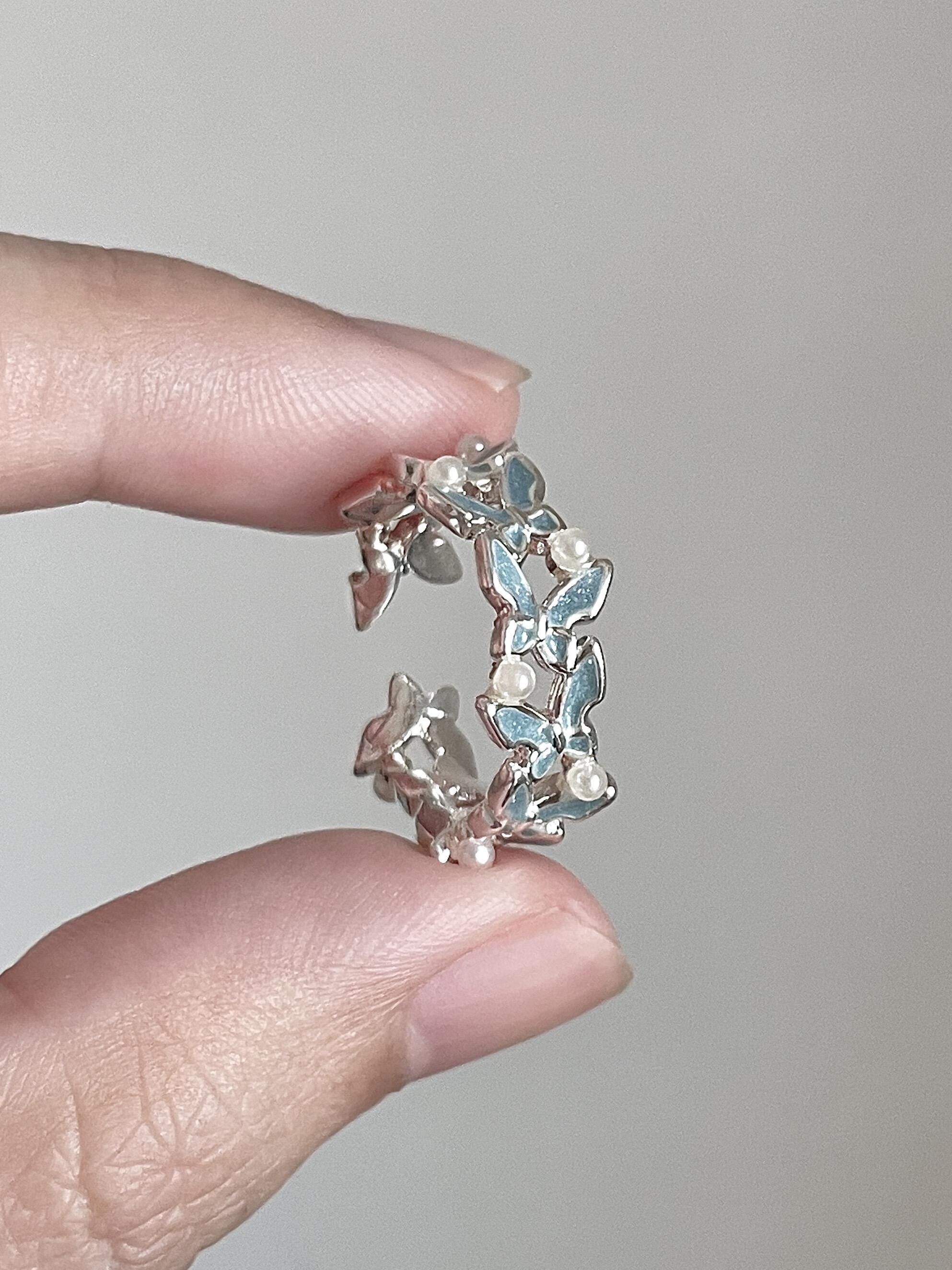 Butterfly Pearls Adjustable Rings