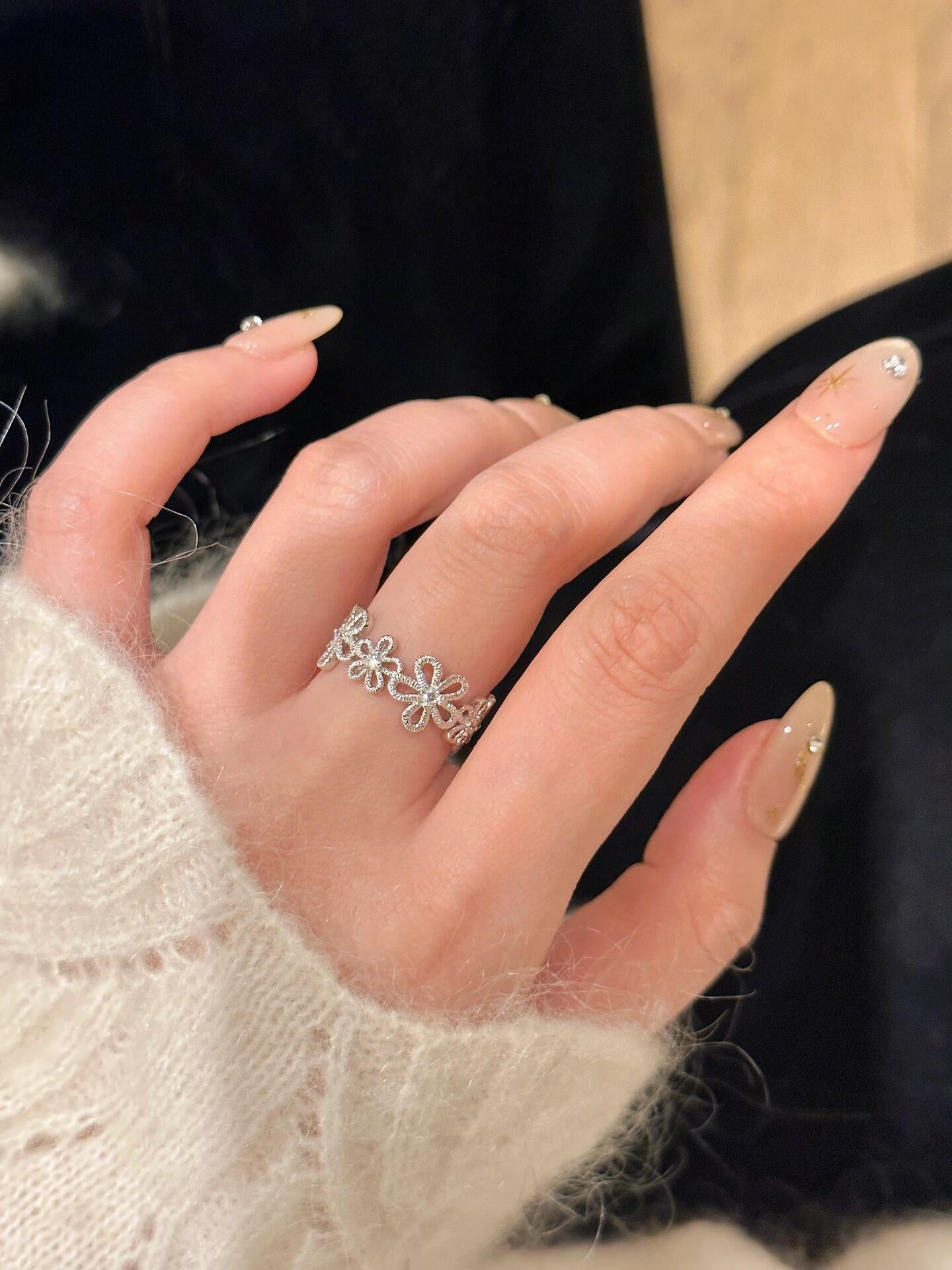 Halo Flower Adjustable Ring