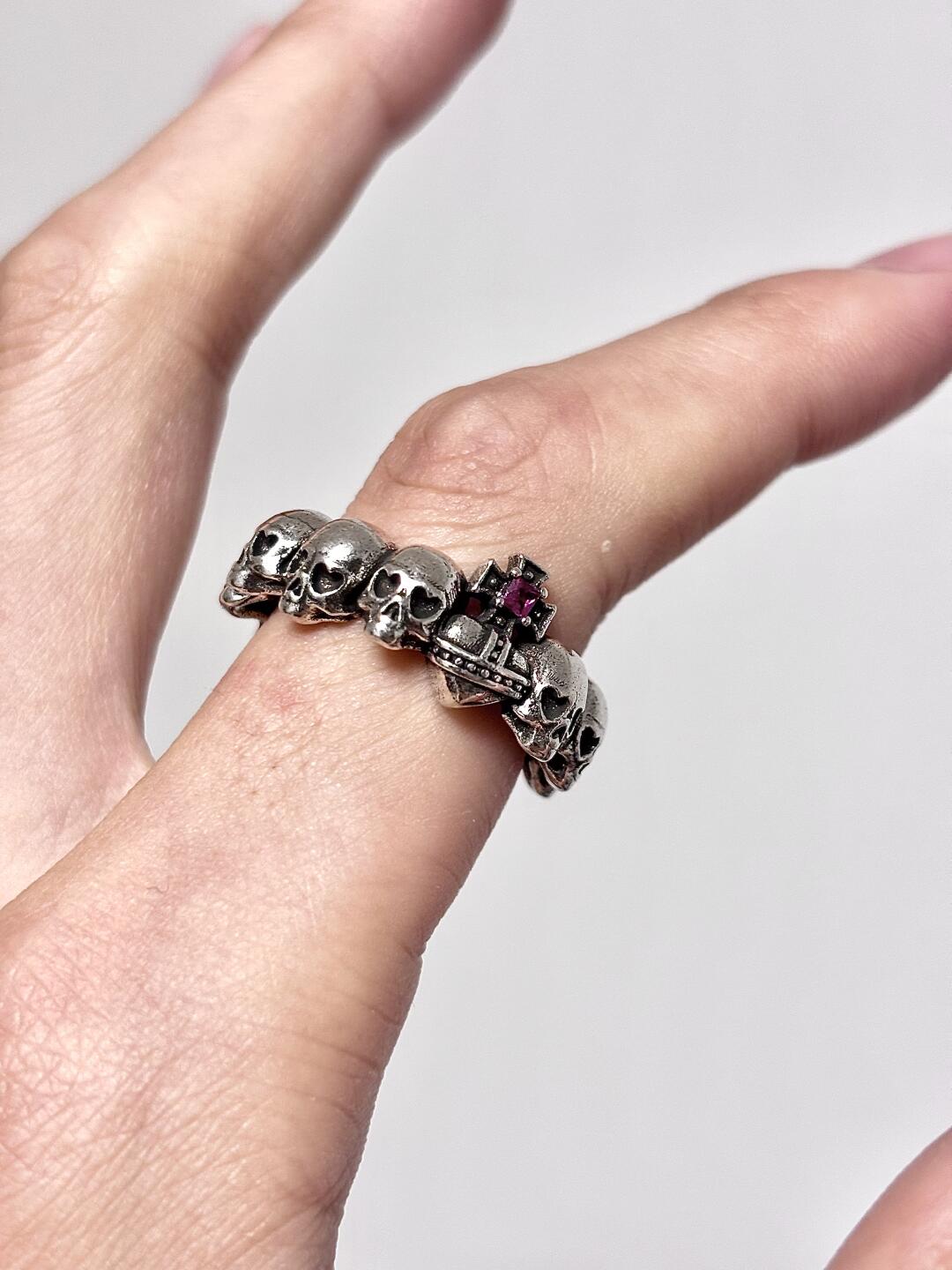 Skull Crimson Adjustable Ring