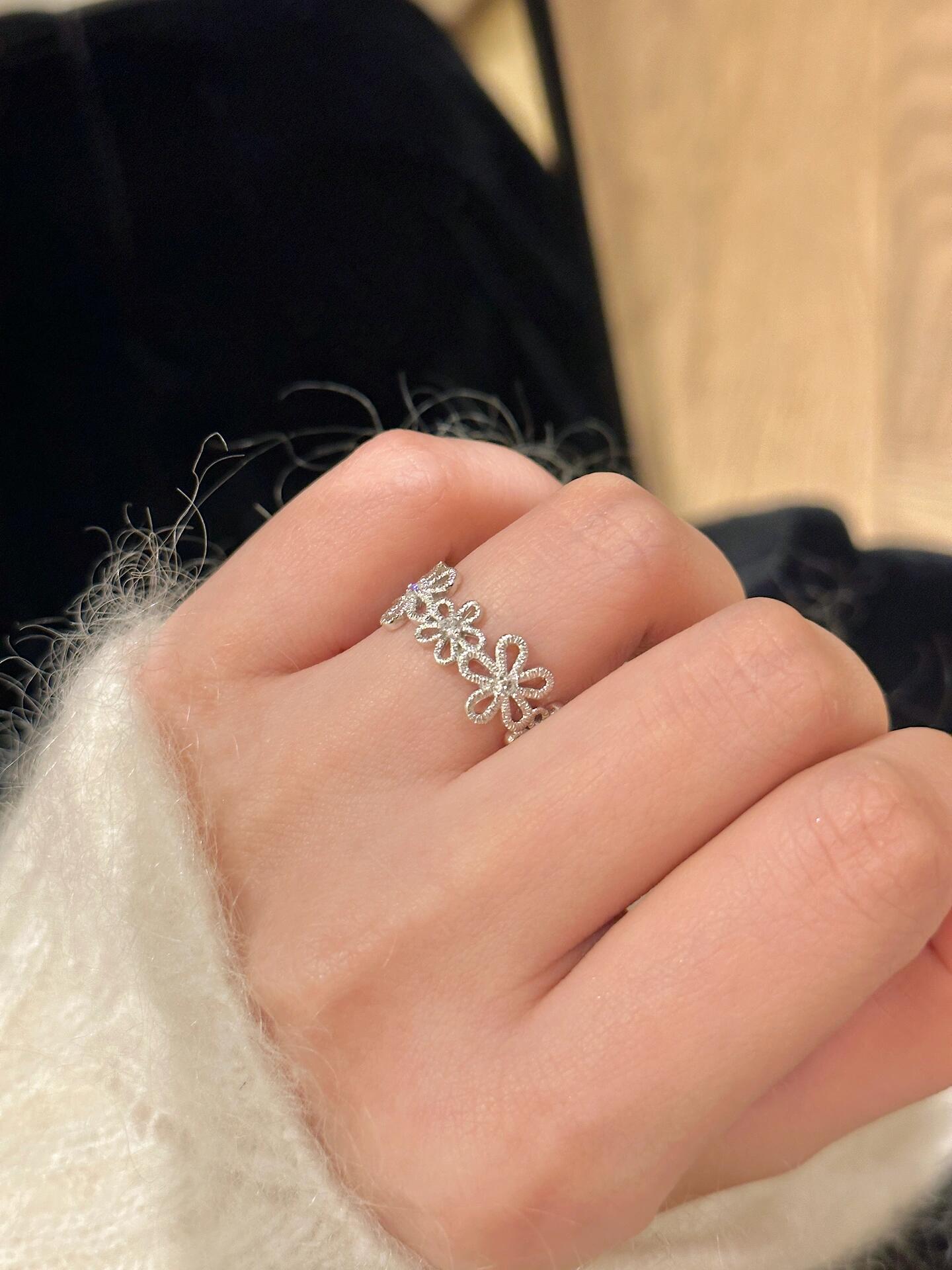 Halo Flower Adjustable Ring